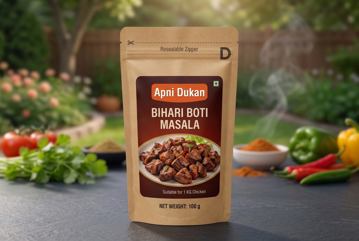 APNi Dukan BBQ Party Combo – 4-in-1 BBQ Masala | Chicken Tikka, Bihari Boti, Malai Boti & Tandoori | 400g – for 20 KG Chicken